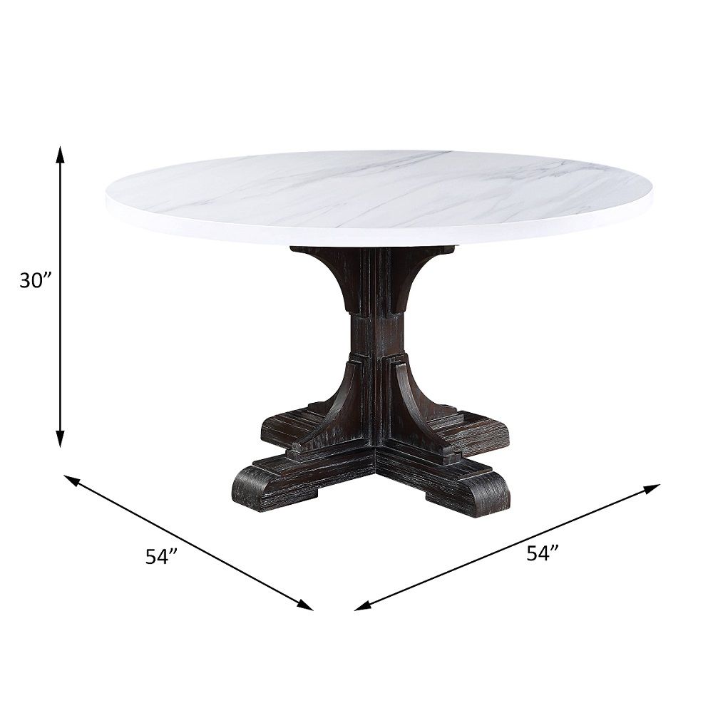 Gerardo - Dining Table - White Marble Top & Weathered Espresso