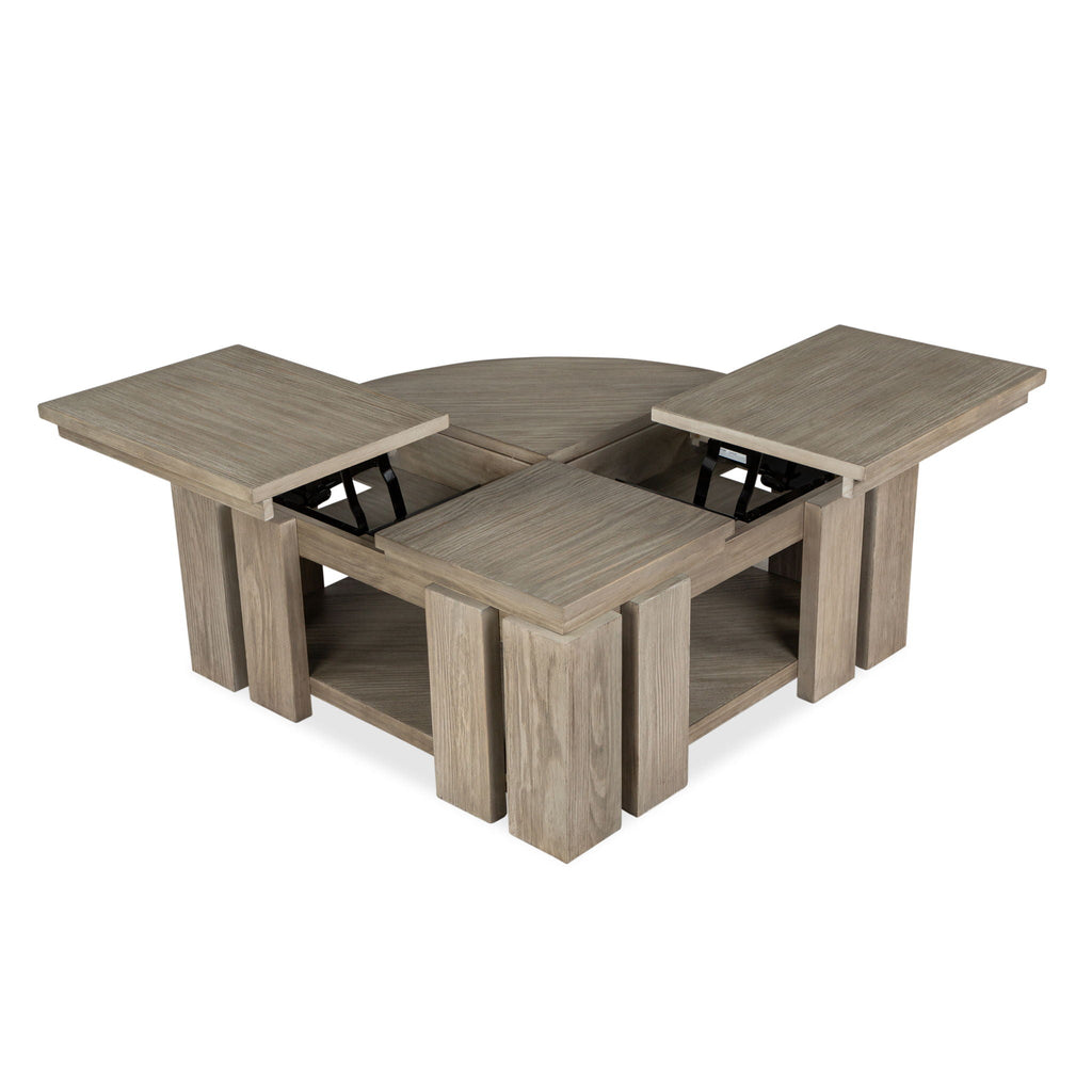 Conrad - Pie Shaped Lift Top Cocktail Table With Casters - Stone Harbor Gray