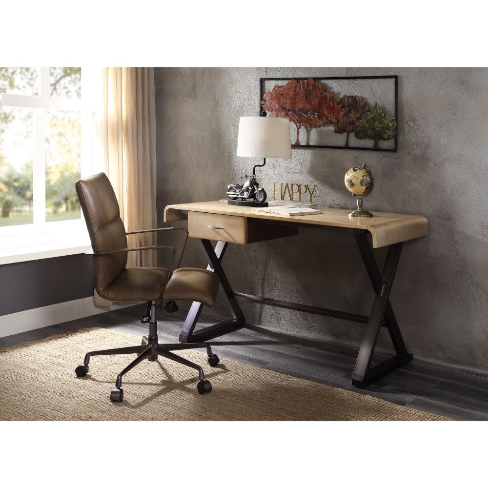 Danton - Executive Writing Desk - Gold Aluminum