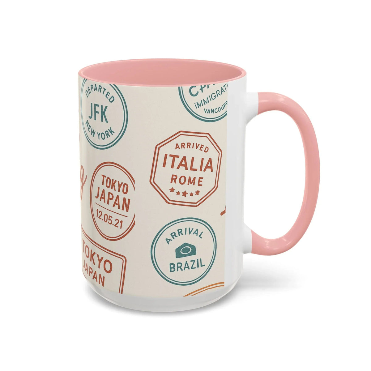 Pack Light, Live Big – Wanderlust Mug with Passport Stamp Collection