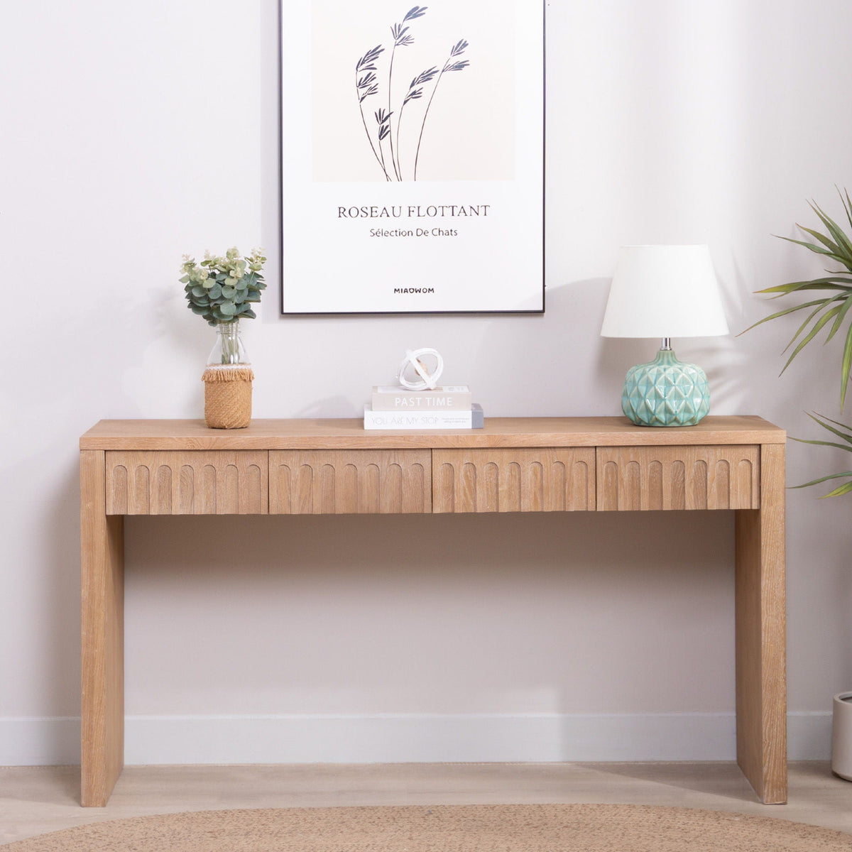 Modern Console Table With 4 Drawers, Entryway Table