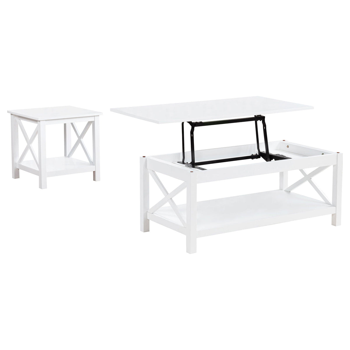 Skyview 2-piece Rectangular Lift Top Coffee Table Set White