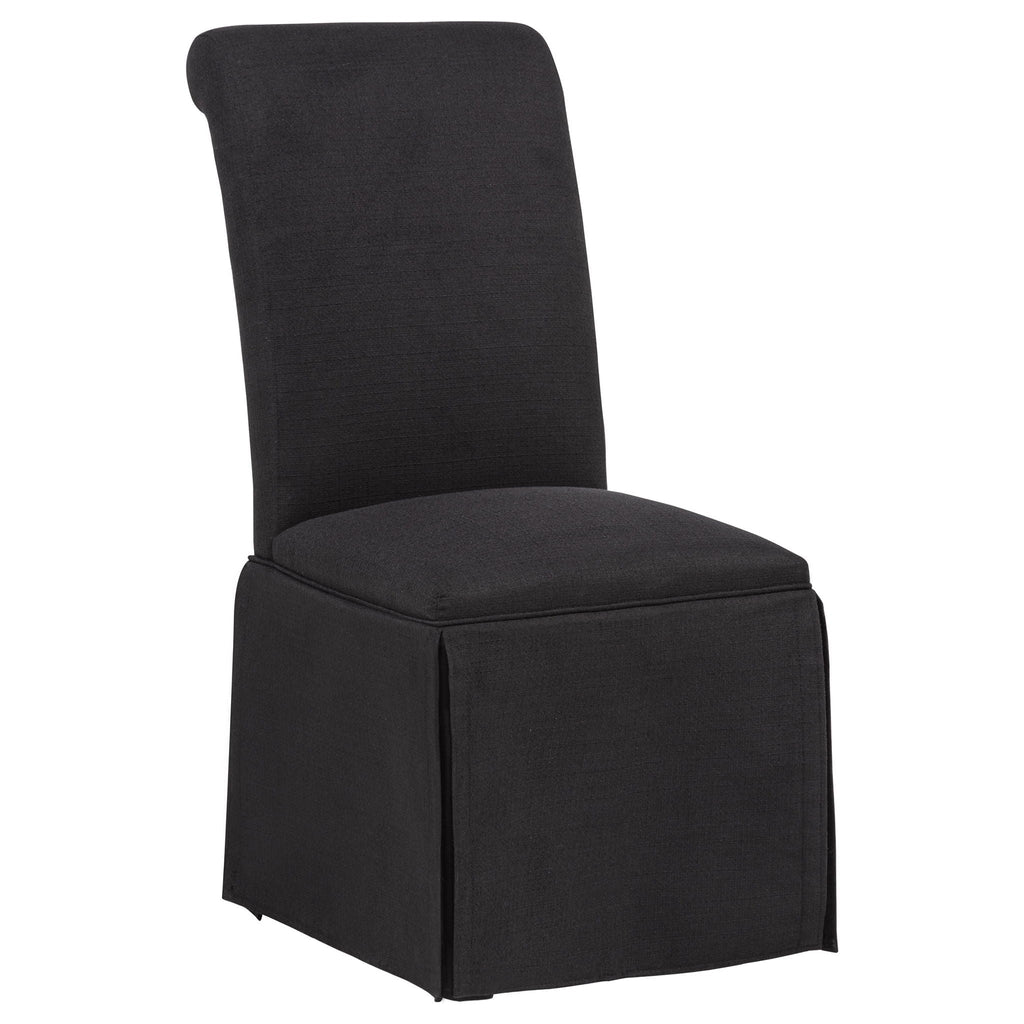 Shawna Upholstered Skirted Side Chair Black (Set of 2)