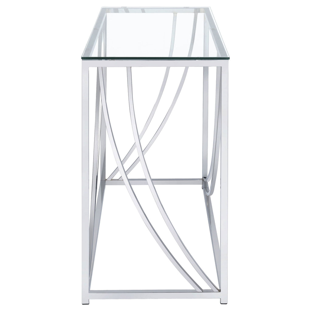 Lille Glass Top Entryway Console Table Accents Chrome