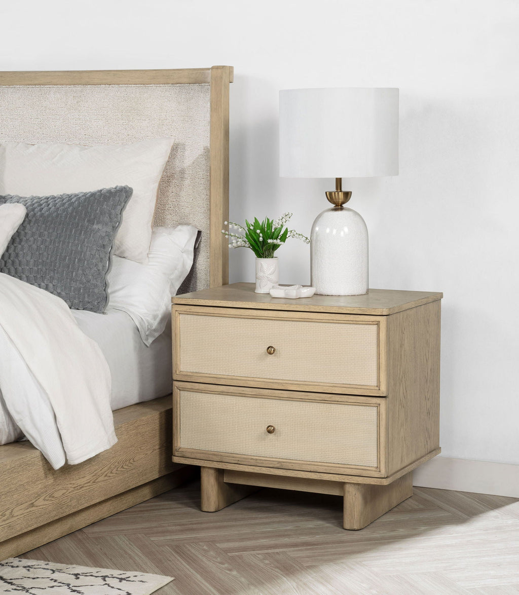 Kailani 2-drawer Nightstand Bedside Table Beige Oak