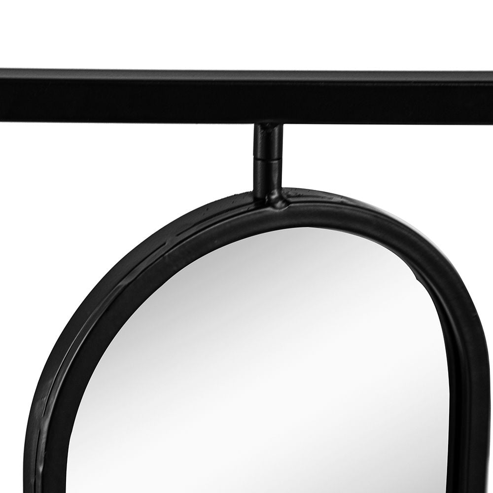 Large 4 Oval Wall Mirror With Square Frame, Home Decor For Living Room, Bedroom, Entryway, Office - Black