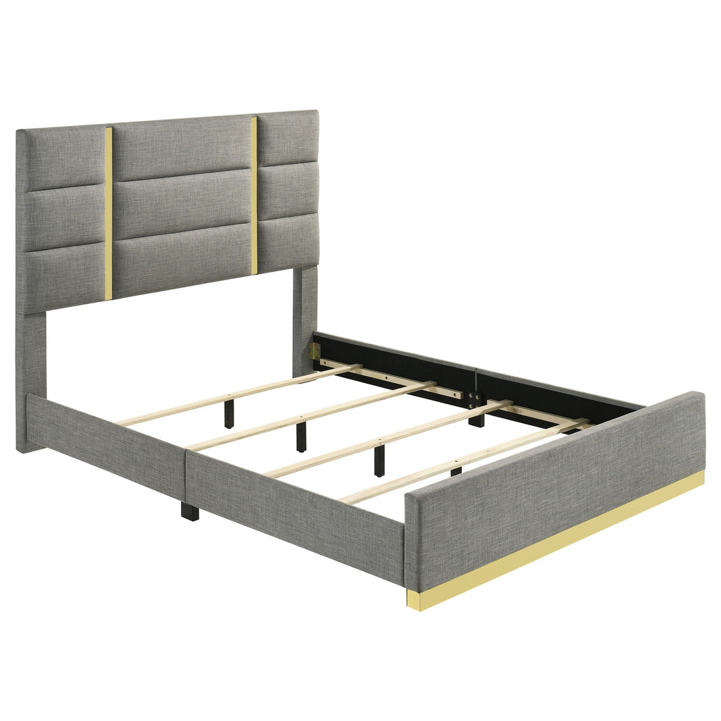 Ines 5-piece Queen Bedroom Set Grey and White High Gloss
