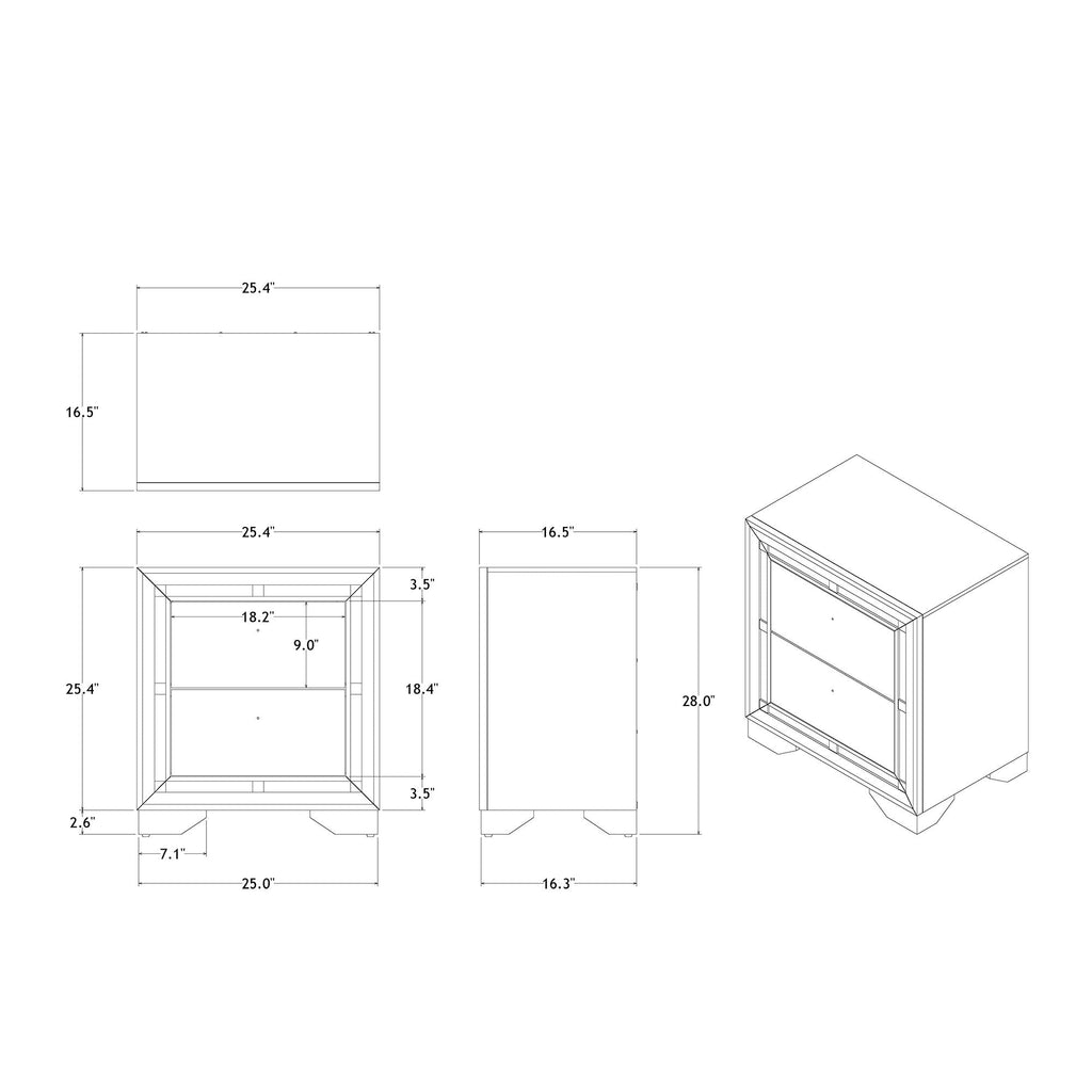 Chloe - Nightstand - Silver / Gray