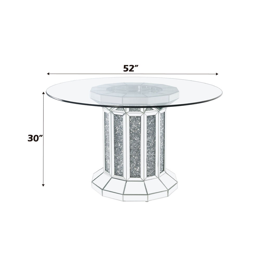 Noralie - Dining Table - Clear Glass Top & Mirrored & Faux Diamonds