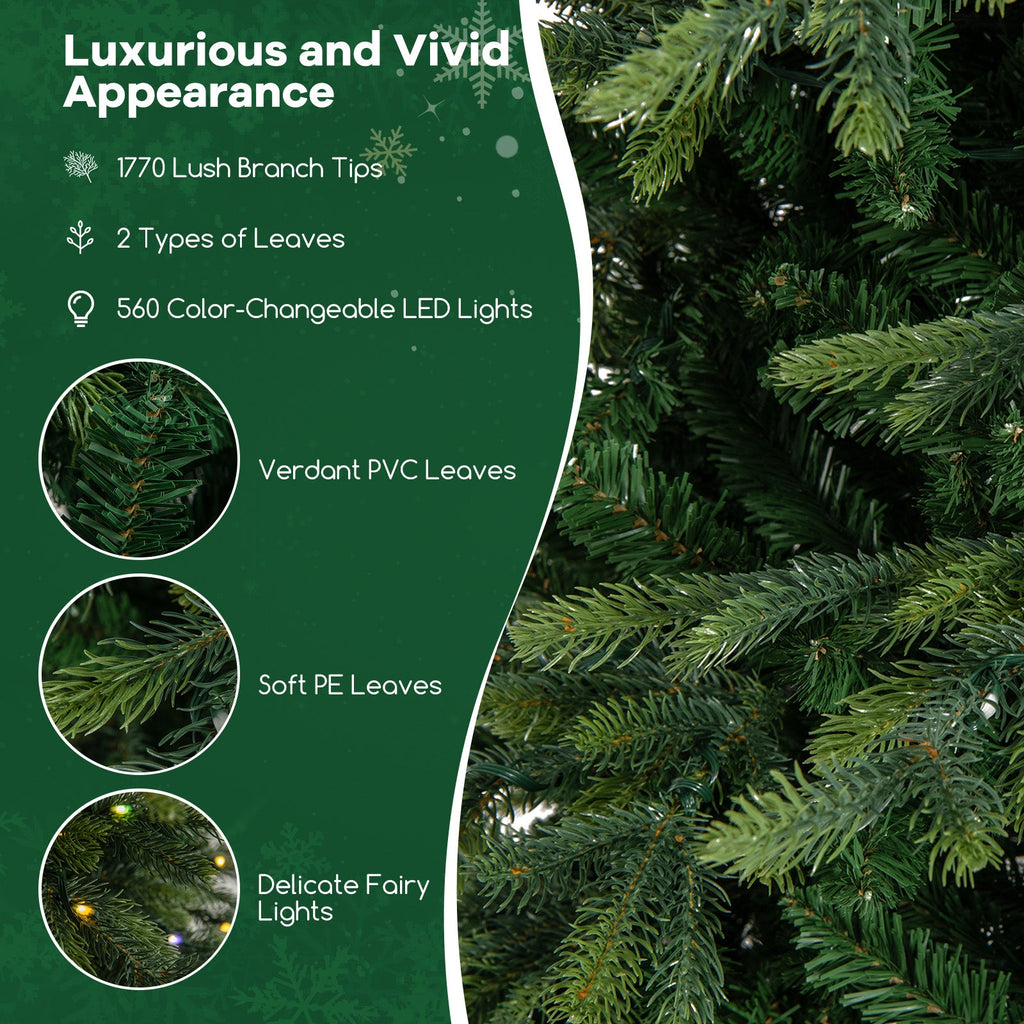 7.5 Feet Pre-Lit Artificial Christmas Tree with Warm White LED Lights