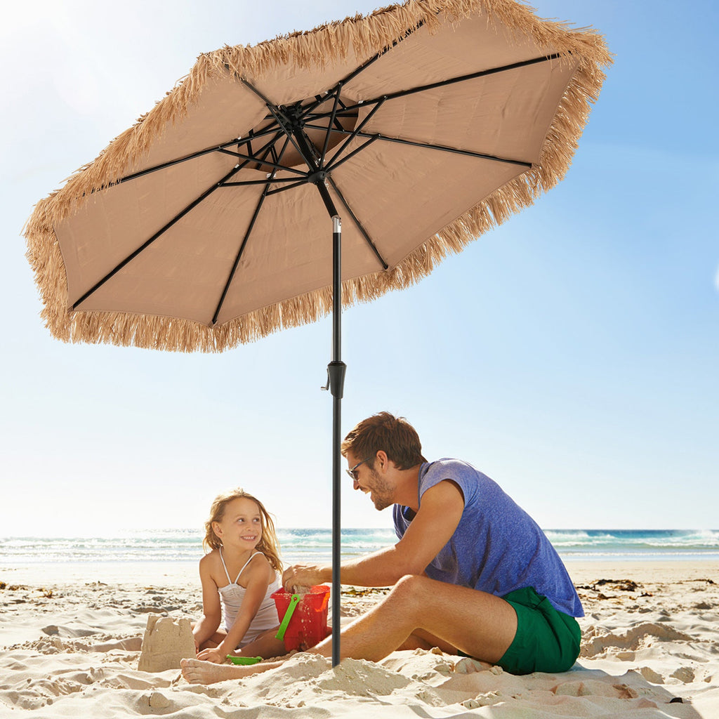 9 Feet Thatched Tiki Umbrella with 8 Ribs