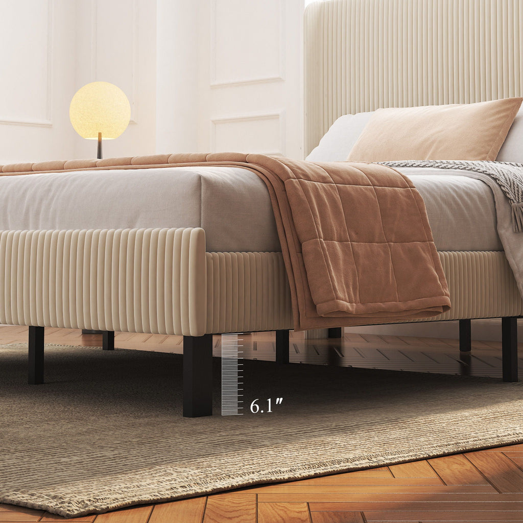 Platform Bed With Metal Frame And Charging Station
