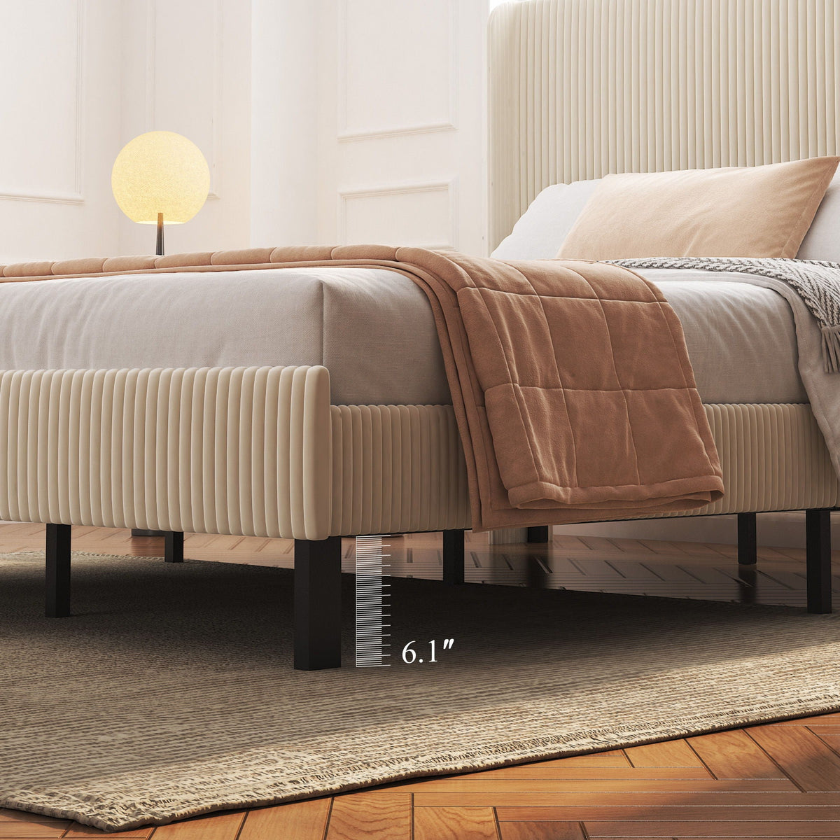 Platform Bed With Metal Frame And Charging Station