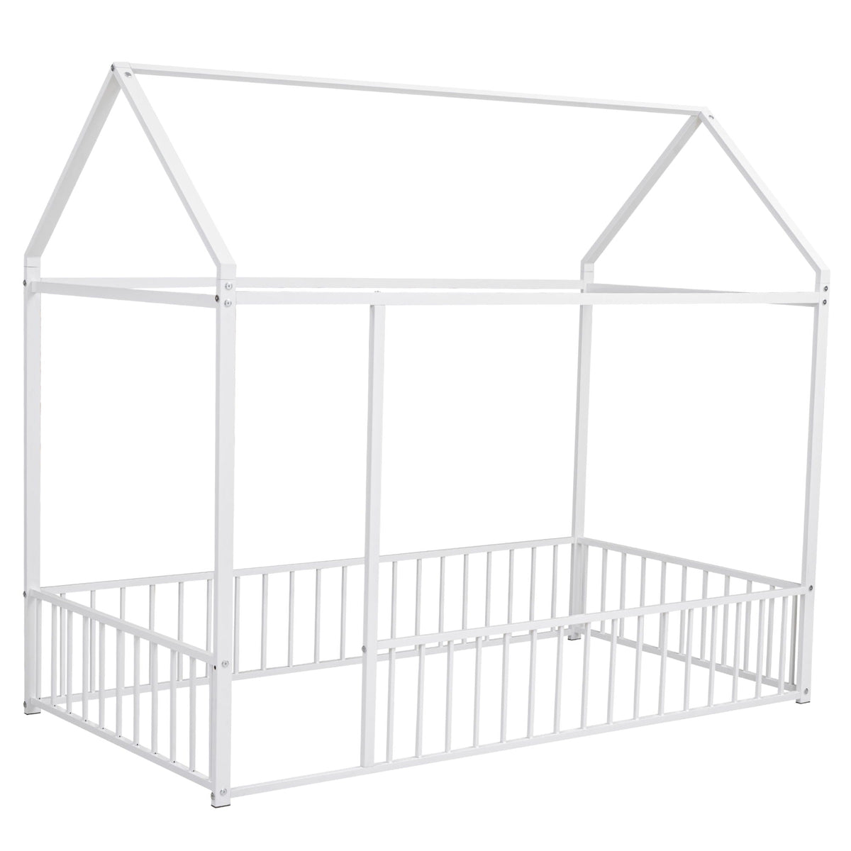 Metal Bed House Bed Frame With Fence