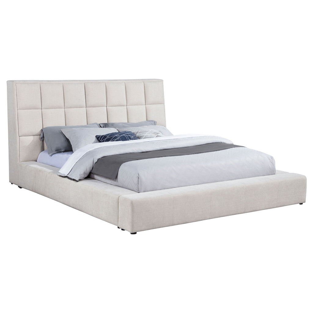 Dreux Upholstered Queen Panel Platform Bed Cream