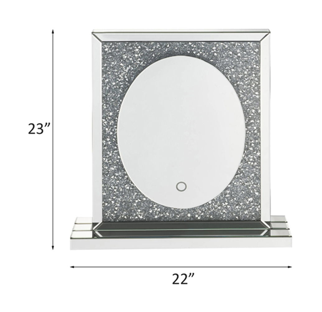 Noralie - 23" Accent Mirror With LED - Mirrored & Faux Diamonds