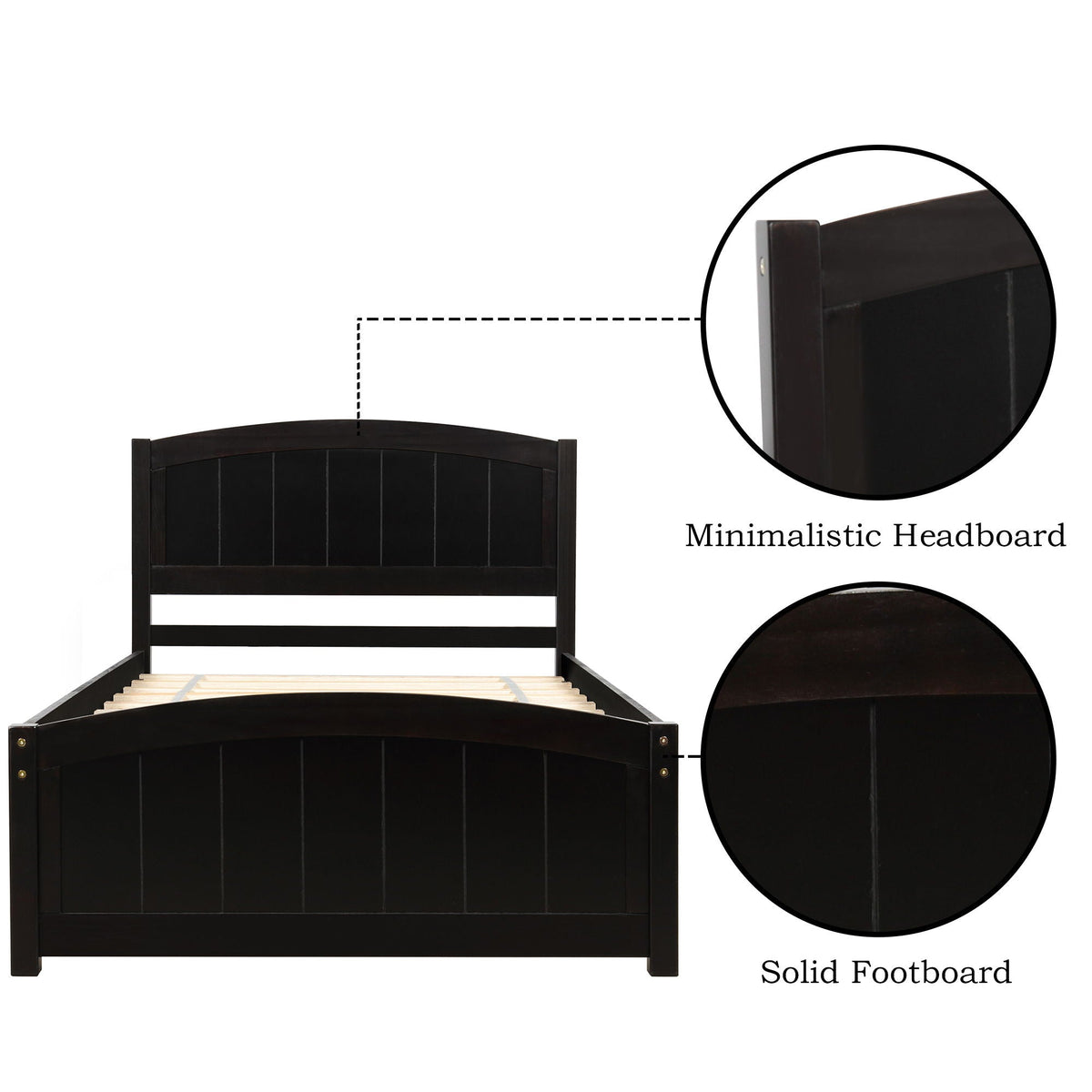 Platform Bed & Headboard, Footboard And Wood Slat Support