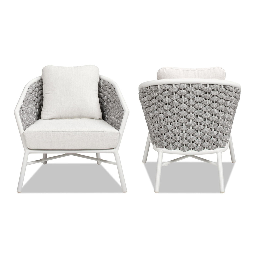 Rowan - Rope Barrel Back Patio Accent Arm Chair (Set of 2) - White