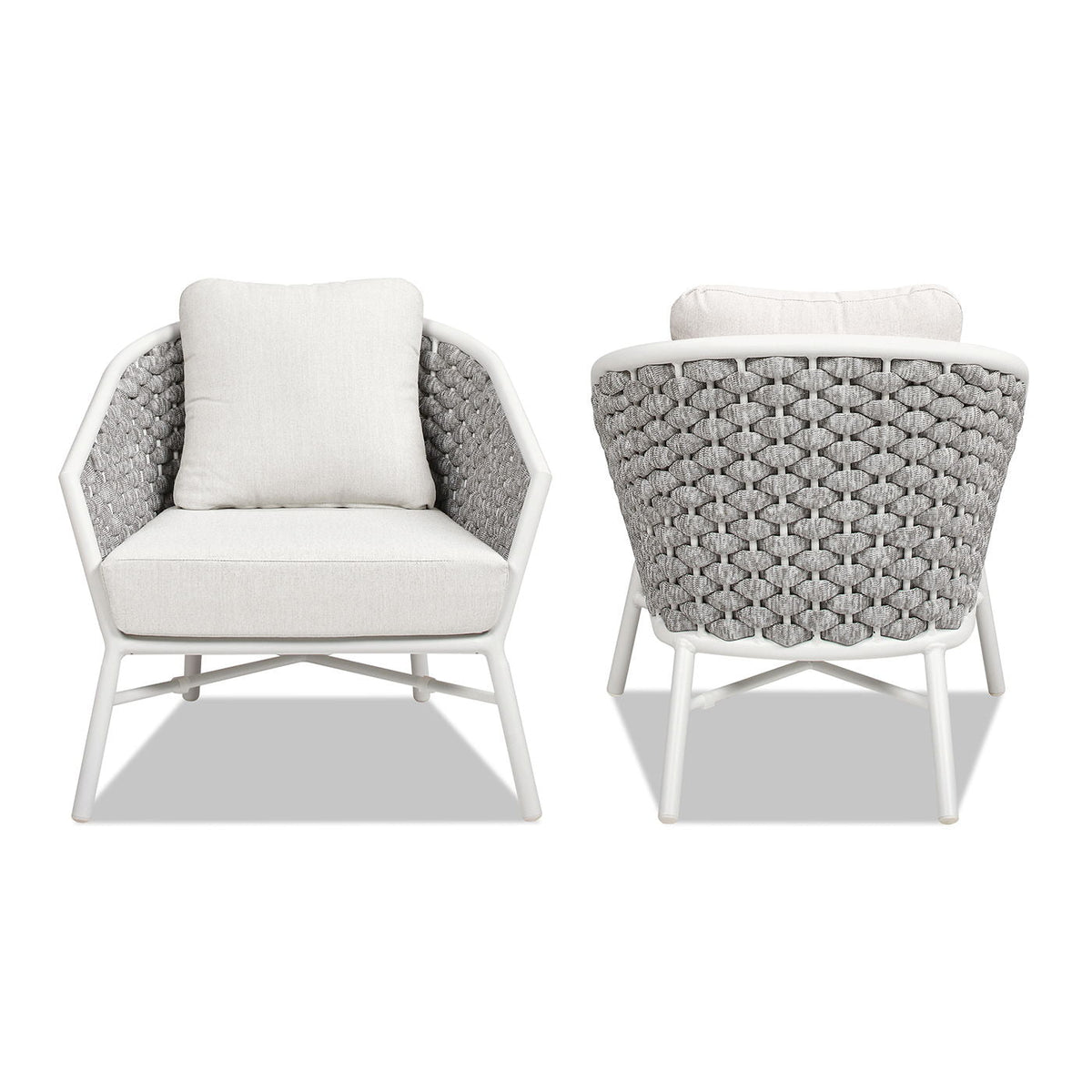Rowan - Rope Barrel Back Patio Accent Arm Chair (Set of 2) - White