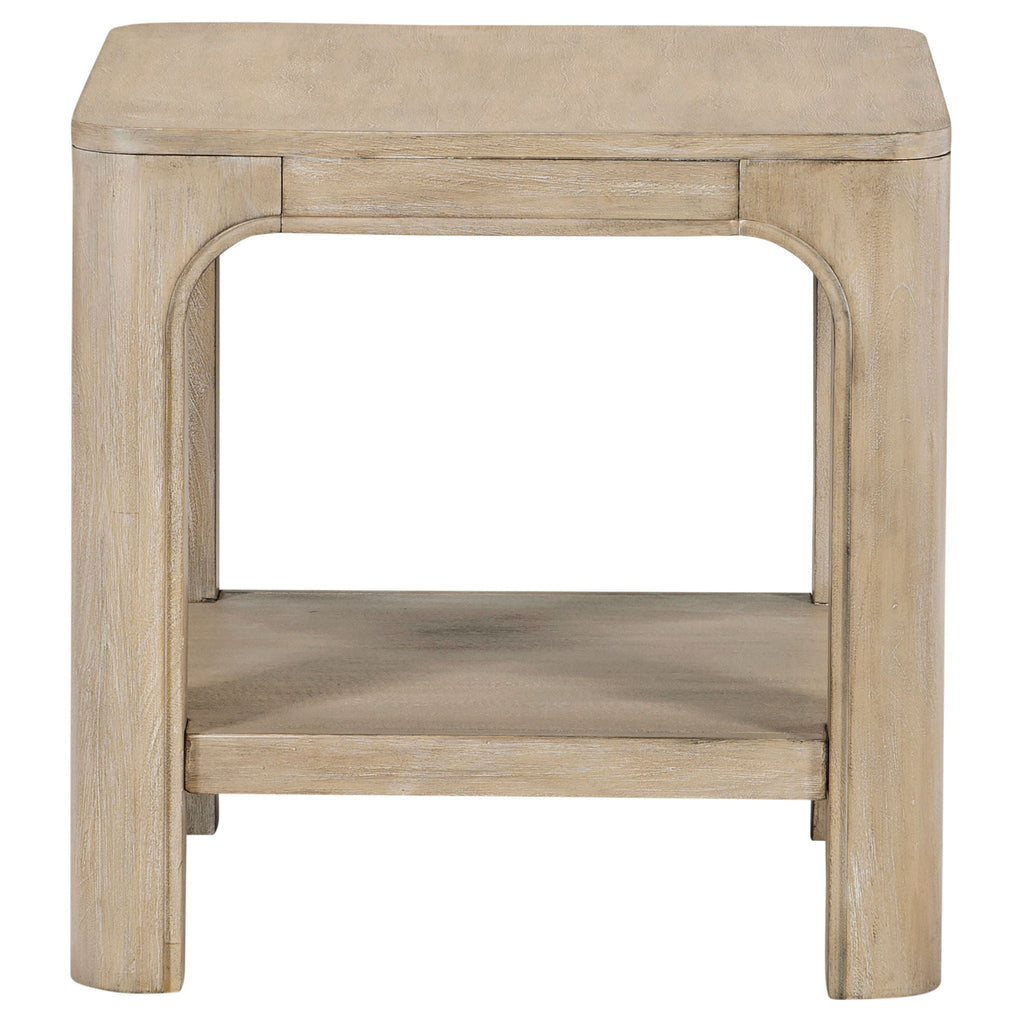 Solano Square Wood Side End Table with Shelf Weathered Mango