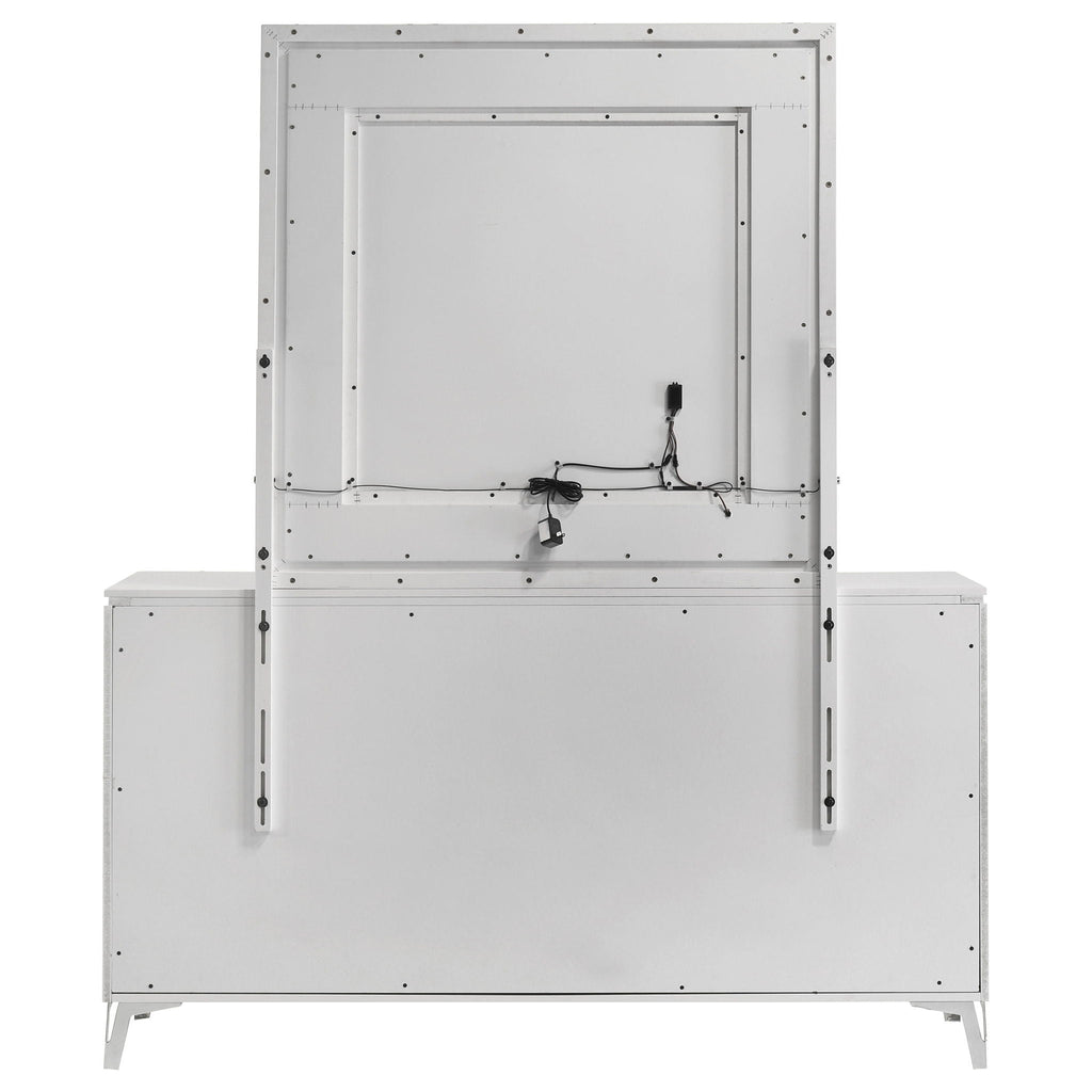 Cassia 6-drawer Dresser Cabinet with Mirror White High Gloss