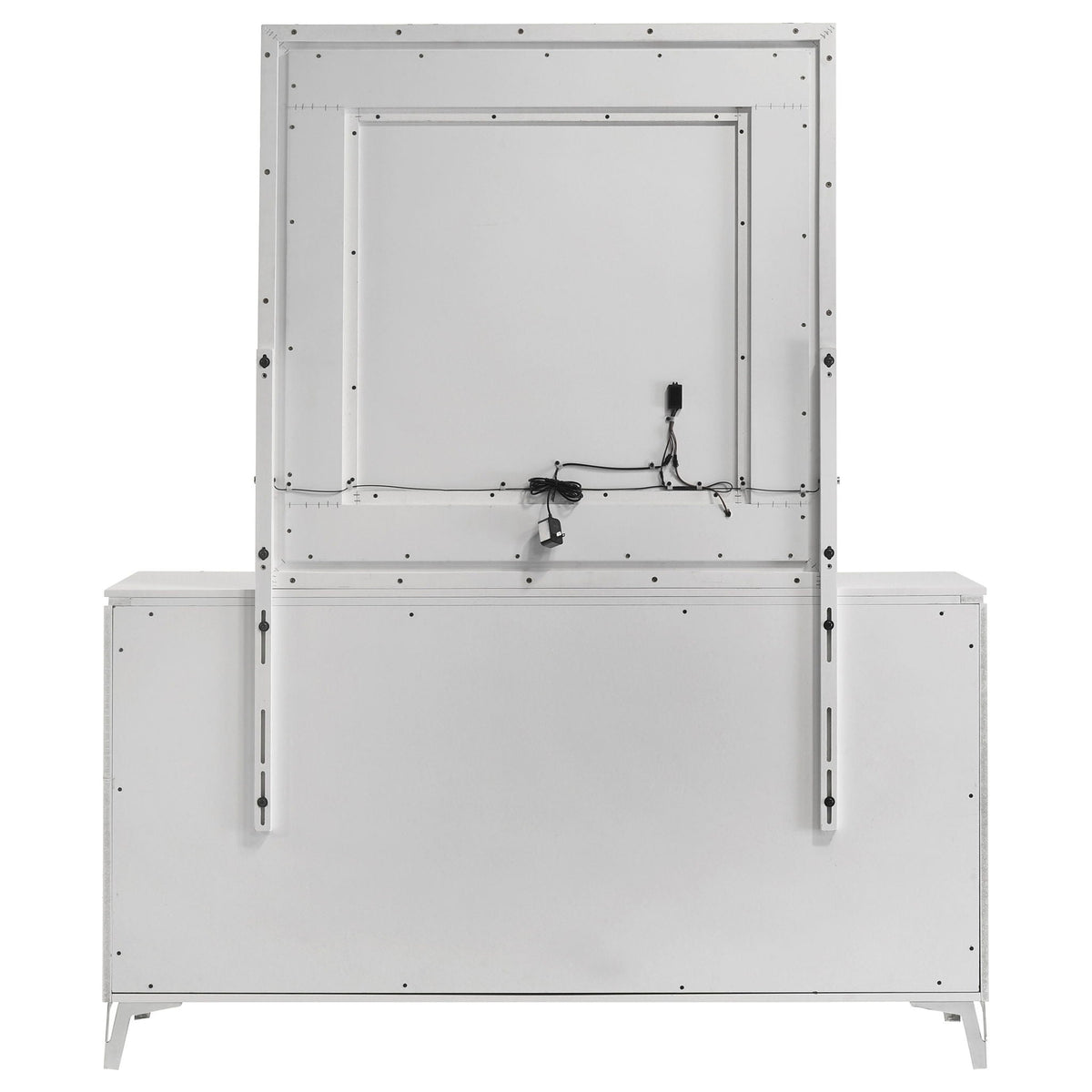 Cassia 6-drawer Dresser Cabinet with Mirror White High Gloss