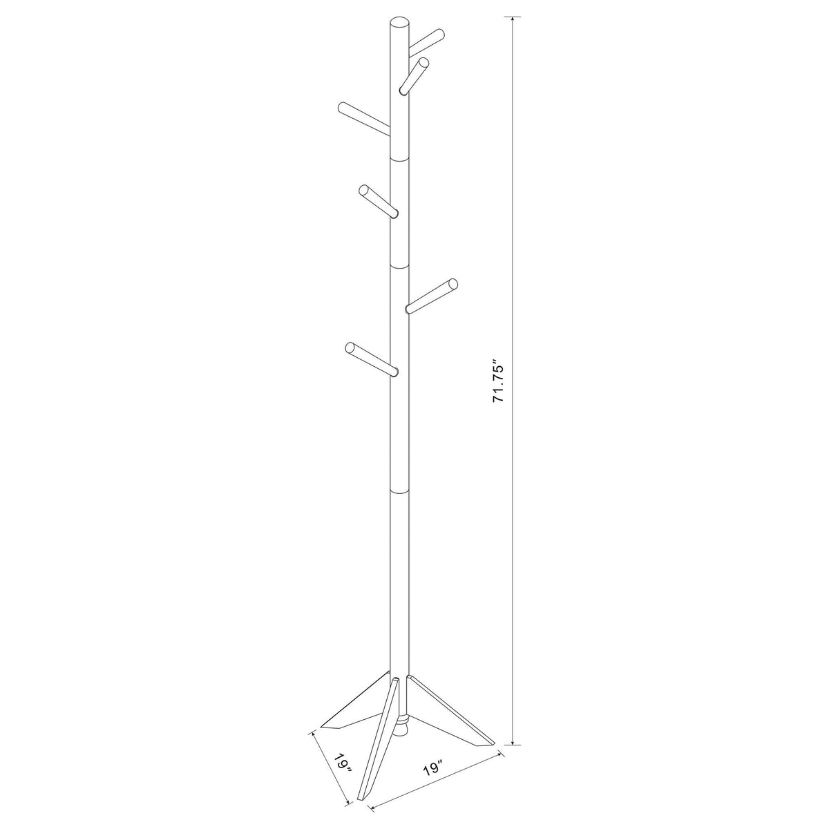 Devlin 6 Hook Freestanding Wood Coat Rack Hat Hanger Grey
