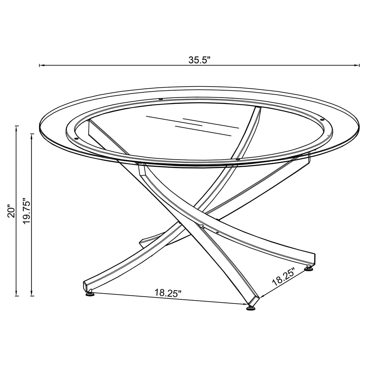 Brooke Round Glass Top Coffee Table Metal Base Chrome