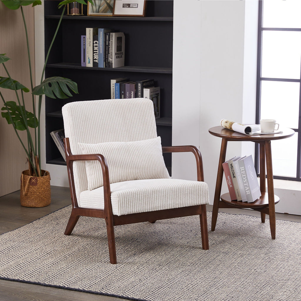 Accent Chair With Pillow And Wood Frame