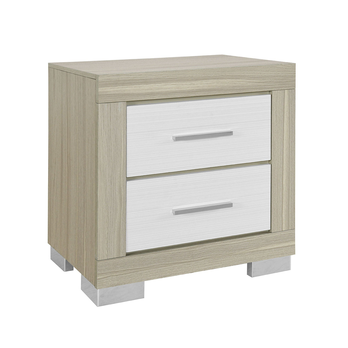 Elsa - 2 Toned Nightstand With Bar Handle And Spacious Drawers