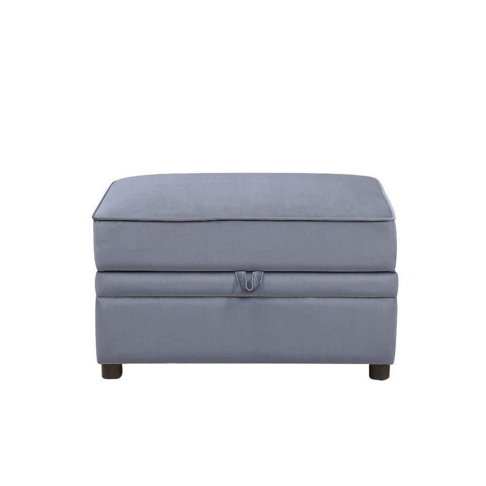 Bois II - Ottoman With Storage - Gray Velvet