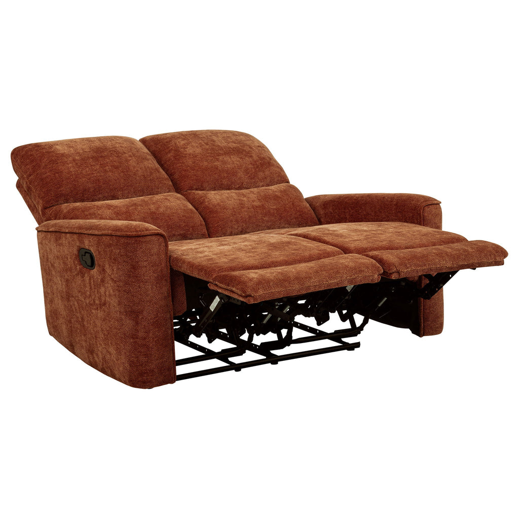 Navarro Chenille Upholstered Reclining Loveseat Burnt Orange