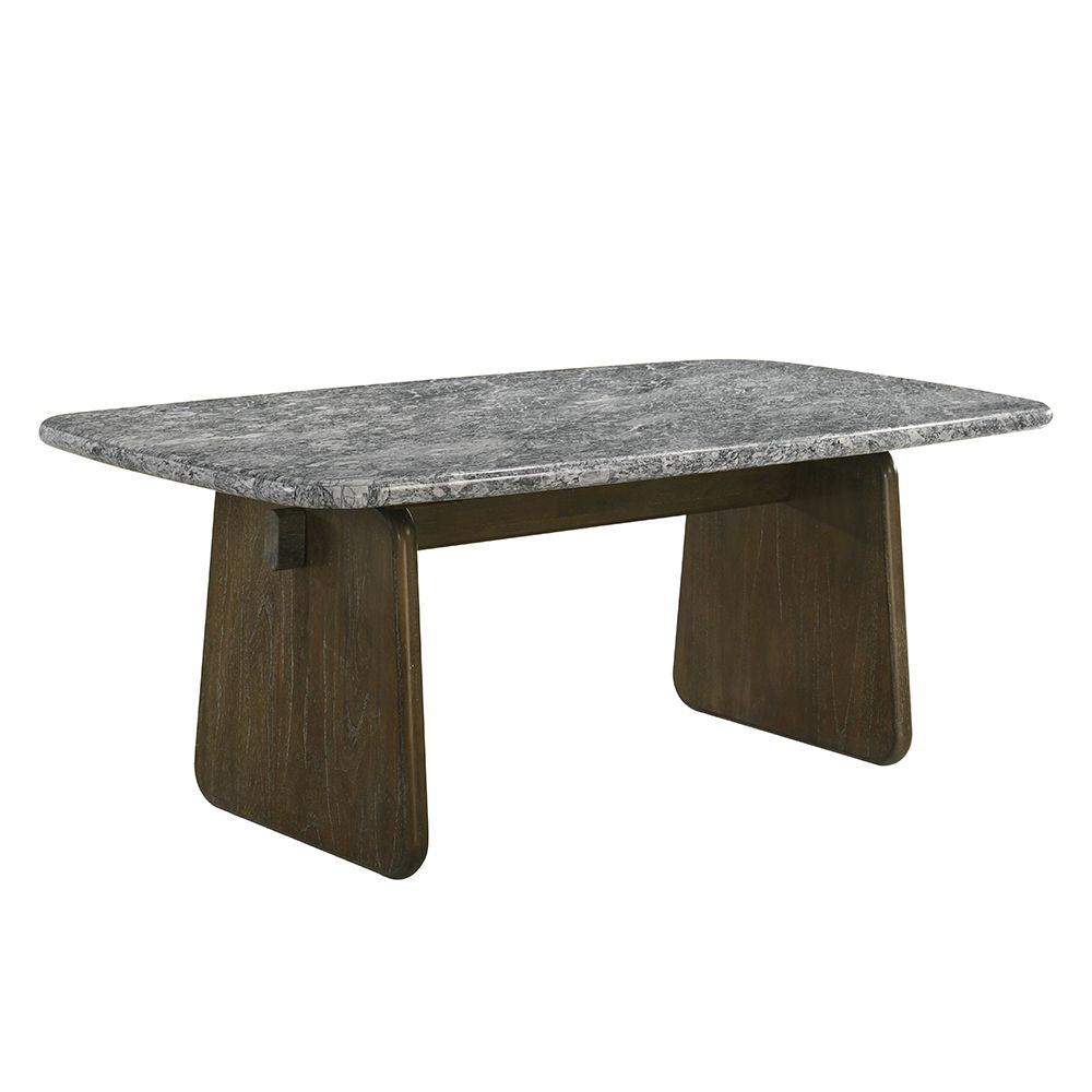 Dillon - Dining Table With Marble Top - Natural / Walnut