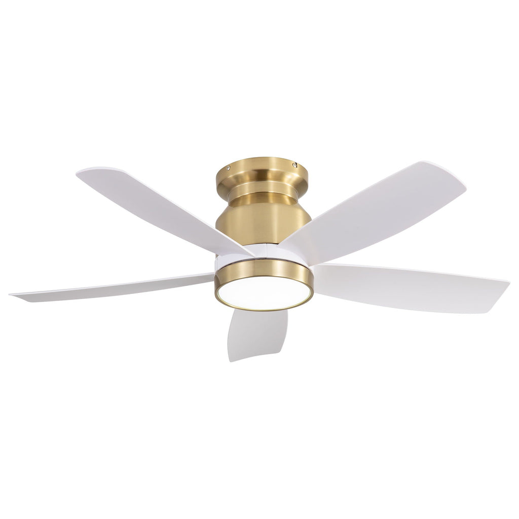 Flush Mount Ceiling Fan With LED Light 22W And Remote Control Blades / Body, DC Motor