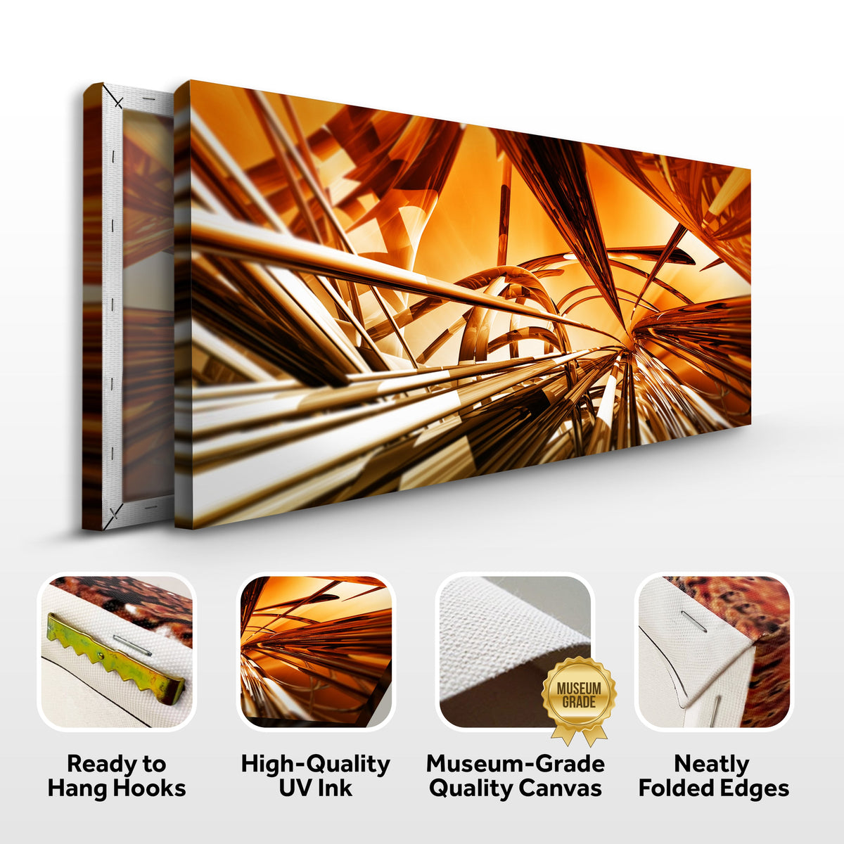 Gold Metallic Lines Canvas Wall Art