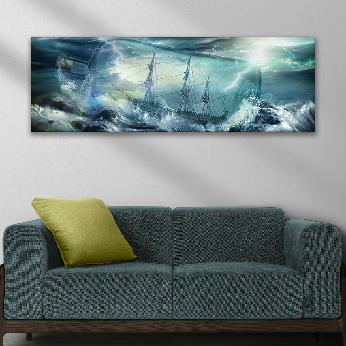 Pirate Ship In A Bottle Canvas Wall Art