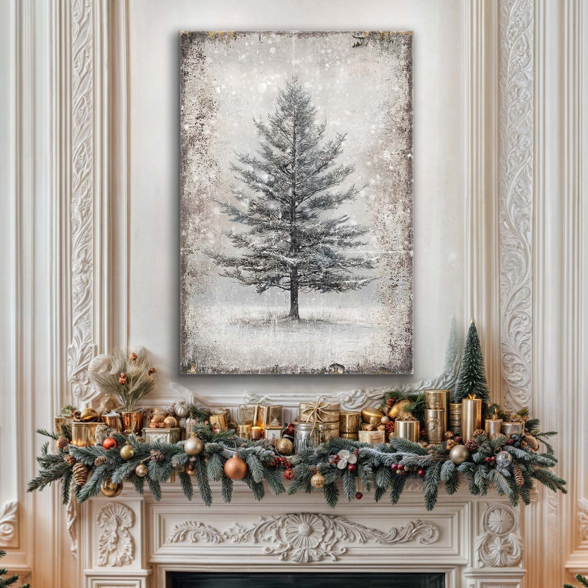 Vintage Christmas Tree Wall Art VII