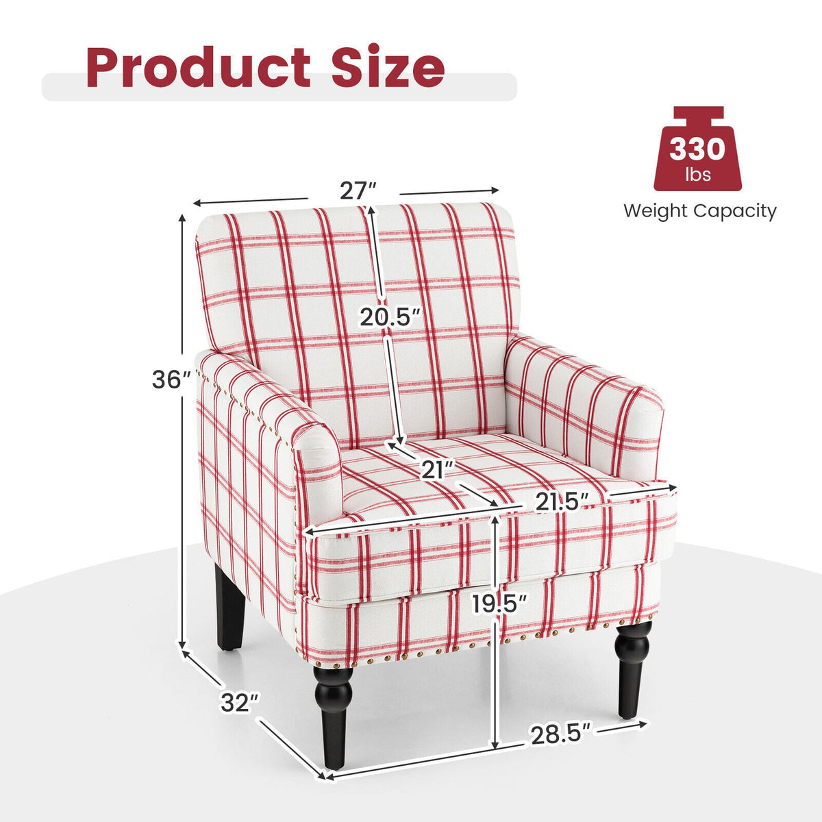 Modern Upholstered Padded Accent Chair with Rubber Wood Legs