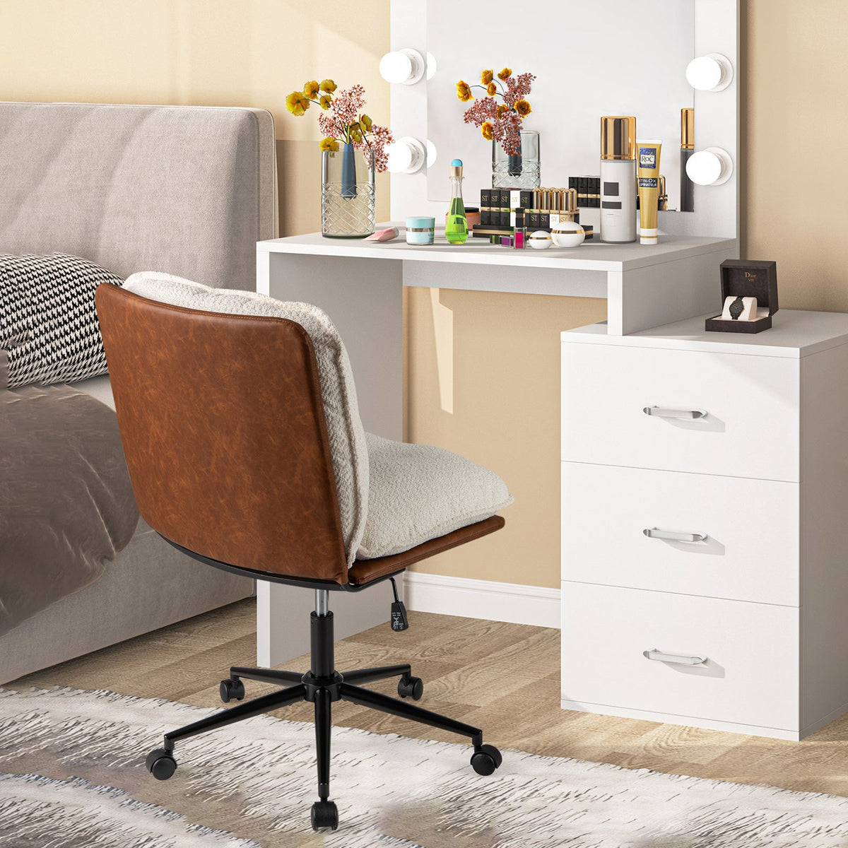Armless Home Office Chair with Rocking Backrest