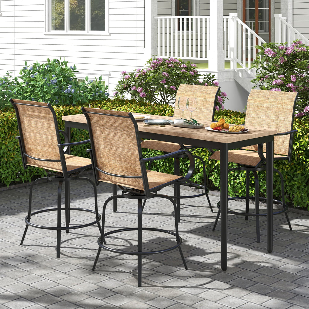 2 Pieces 360 Rotating Bar Stool Set with Armrests for Patio