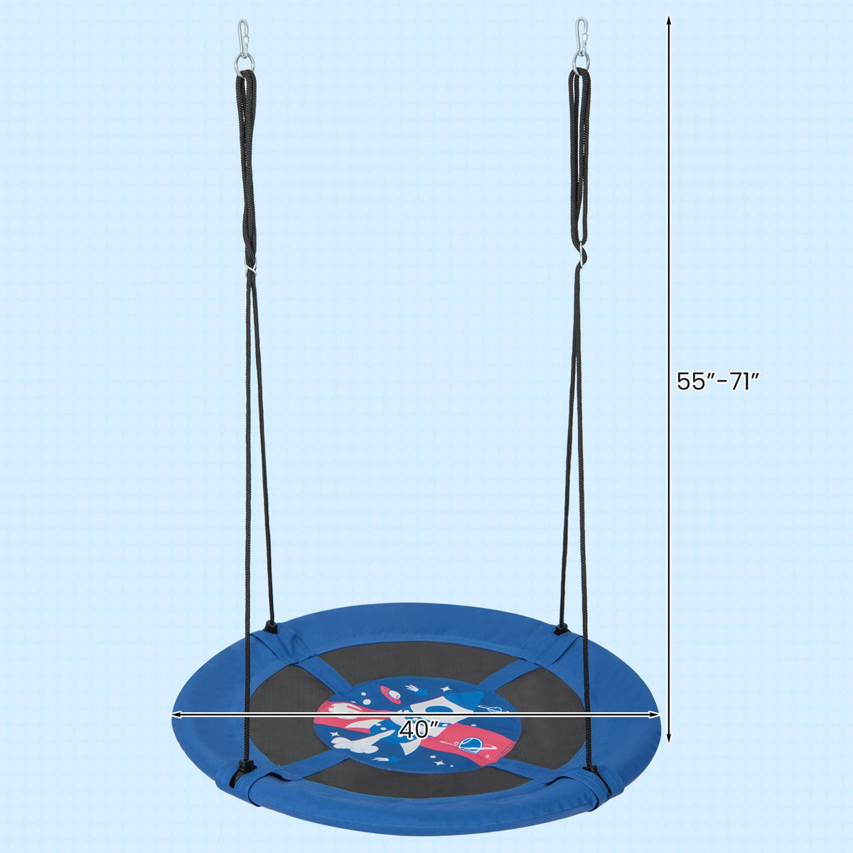 40 Inches Saucer Tree Swing with Adjustable Hanging Ropes and 900D Oxford Fabric