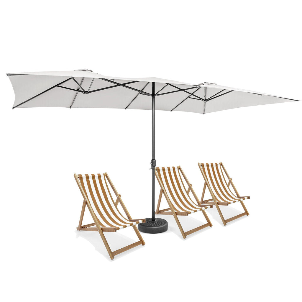 15 Feet Double-Sized Patio Umbrella with Crank Handle and Vented Tops