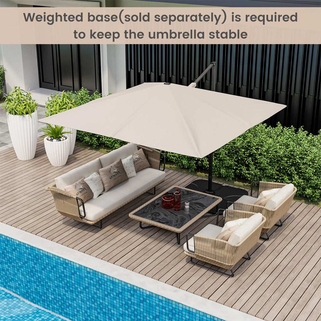 9.5 Feet Square Patio Cantilever Umbrella with 360° Rotation