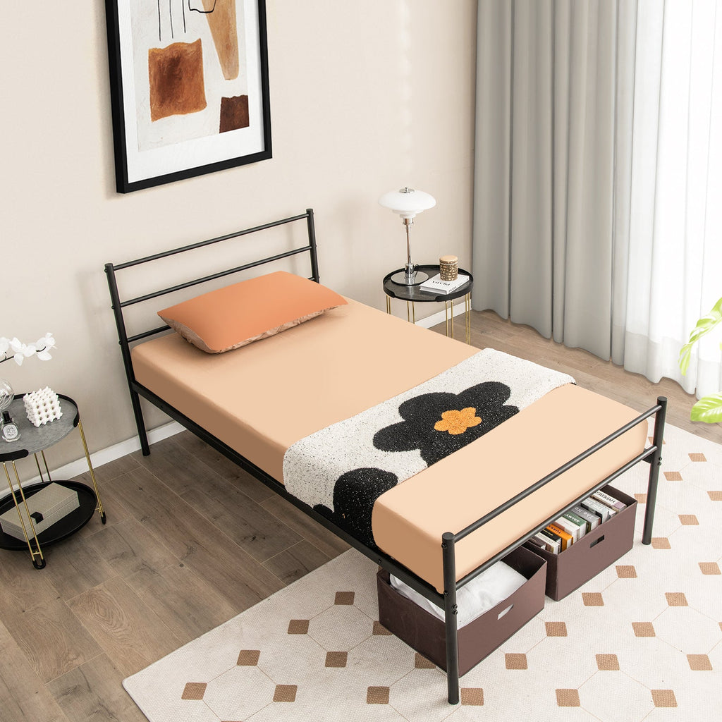 Twin Size Metal Bed Frame Platform with Headboard