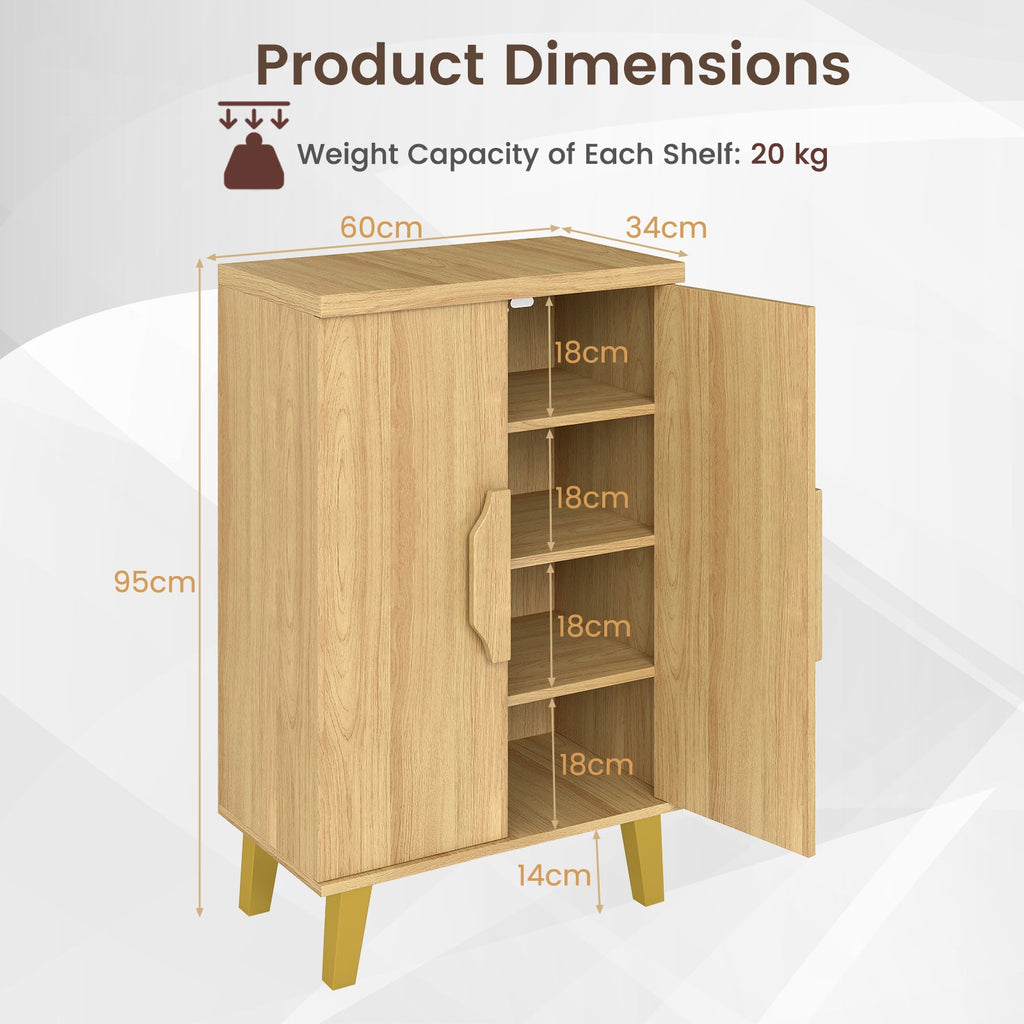 Buffet Cabinet with Double Doors and Raised Legs-Natural
