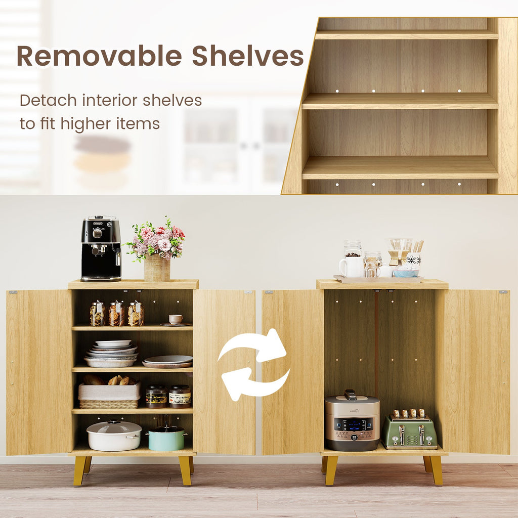 Buffet Cabinet with Double Doors and Raised Legs-Natural