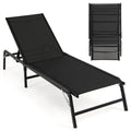 Chaise Lounge Chair Set of 2 Foldable Patio Lounge Chairs-Black
