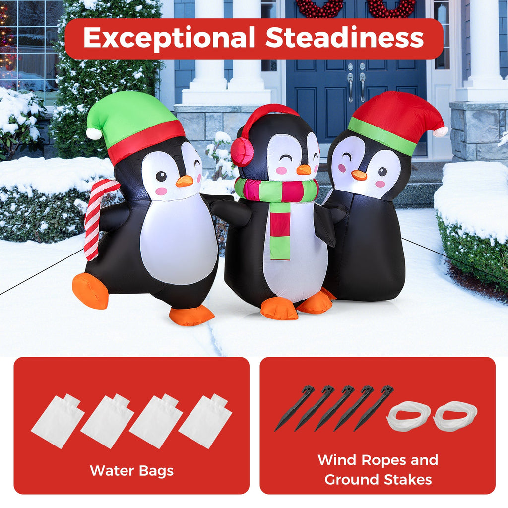Christmas Inflatable Penguins Family with Built-in LED Lights