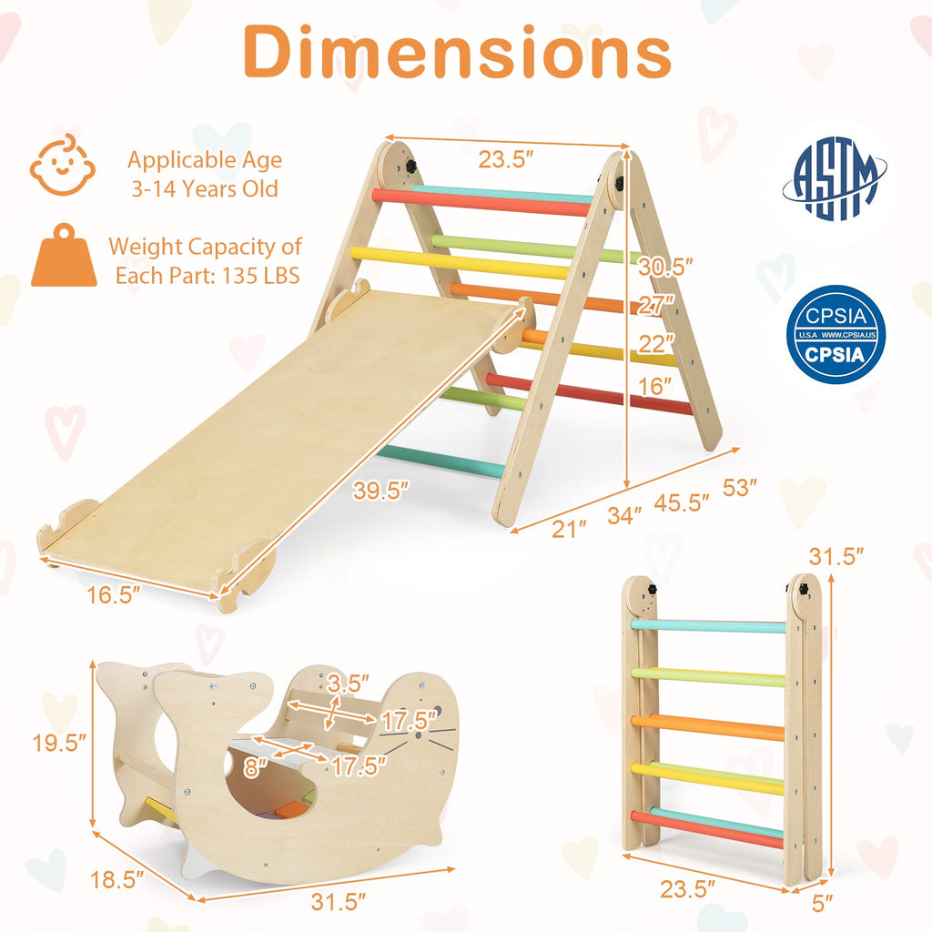 7-in-1 Indoor Climbing Toys for Toddlers with Reversible Ramp