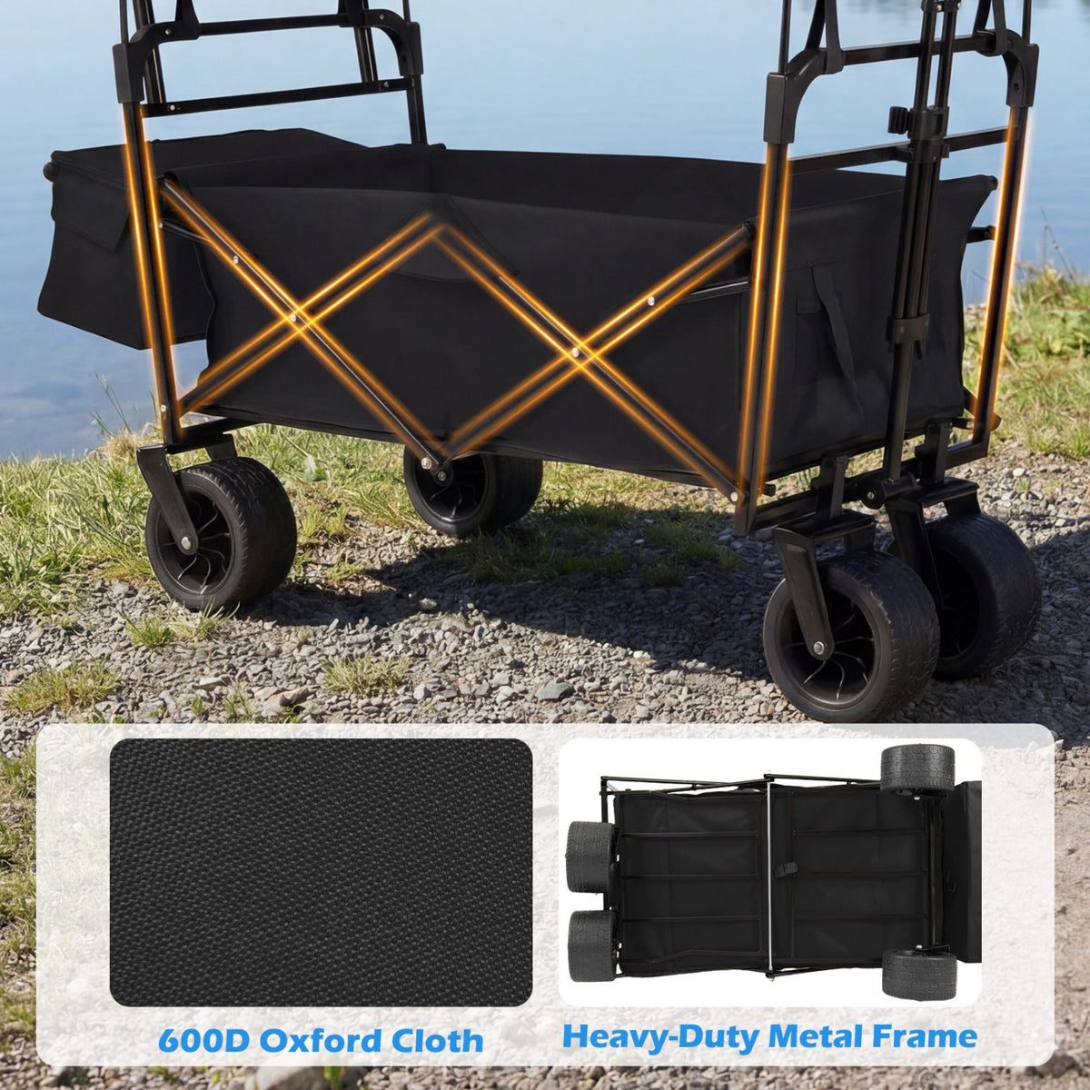 Collapsible Wagon with Removable Canopy and Adjustable Handles